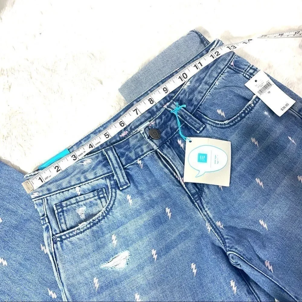 Gap Kids lightning bolt distressed boyfriend jeans